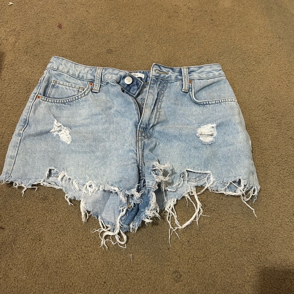 Forever 21 Blue Distressed Jean Shorts